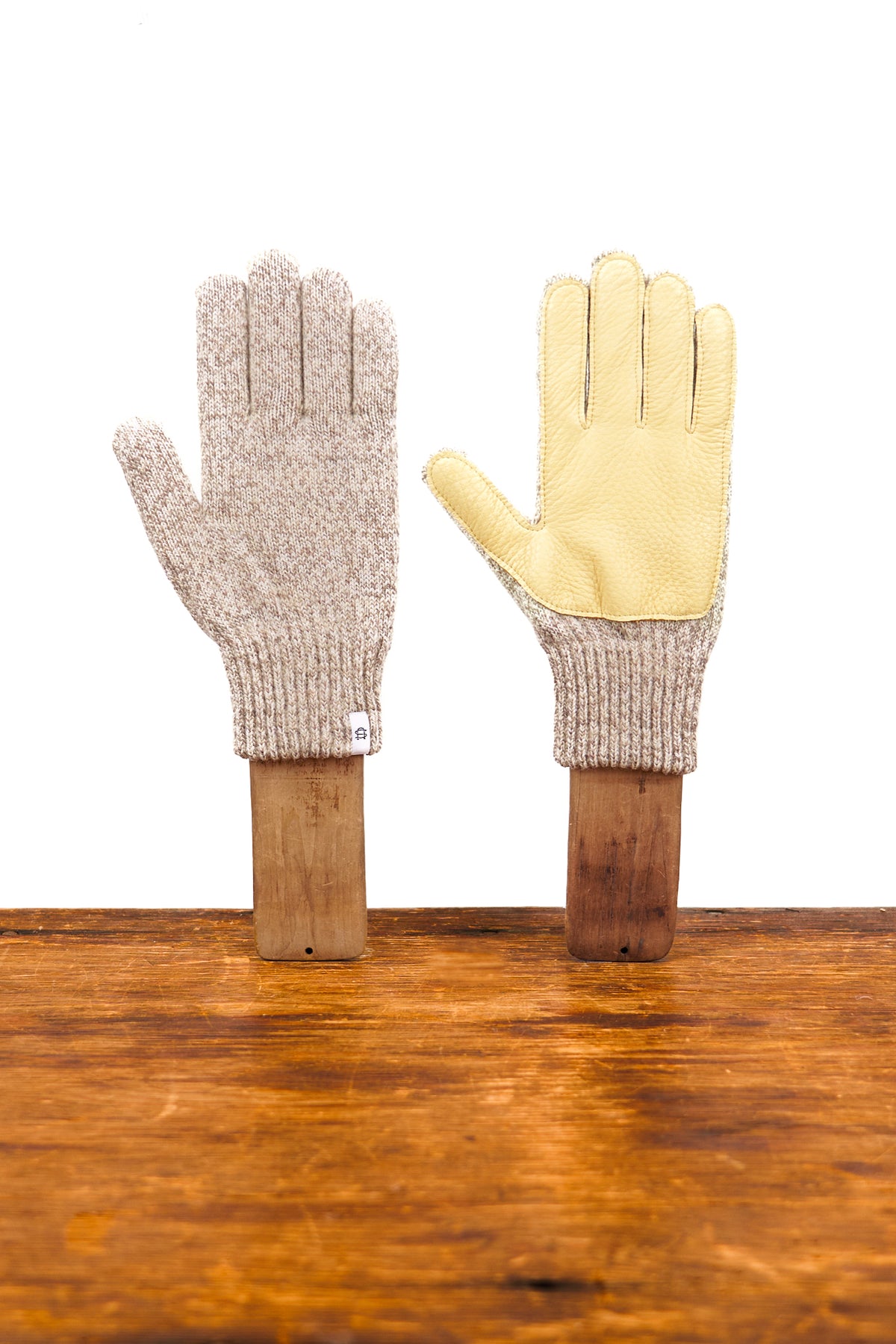 Oatmeal Melange with Natural Deerskin Full Glove