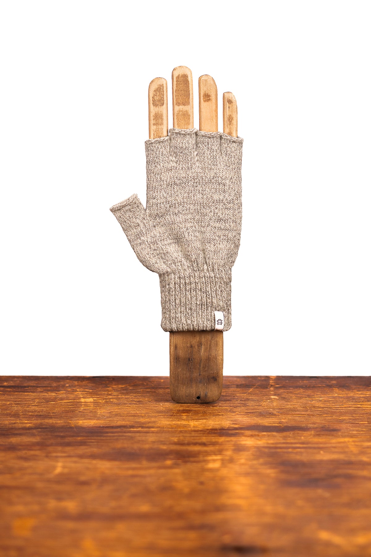 Oatmeal Melange Fingerless Ragg Wool Gloves