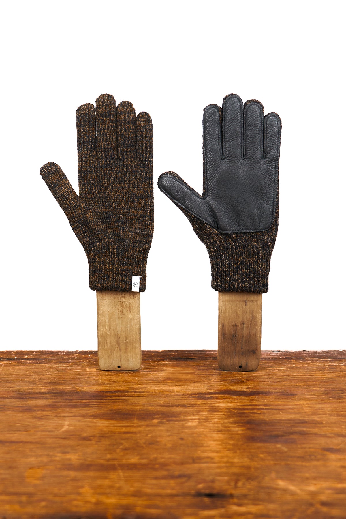 Rust Melange with Black Deerskin Full Glove