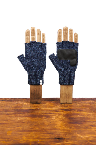 Denim Melange Fingerless Glove with Black Deerskin Palm – UPSTATE