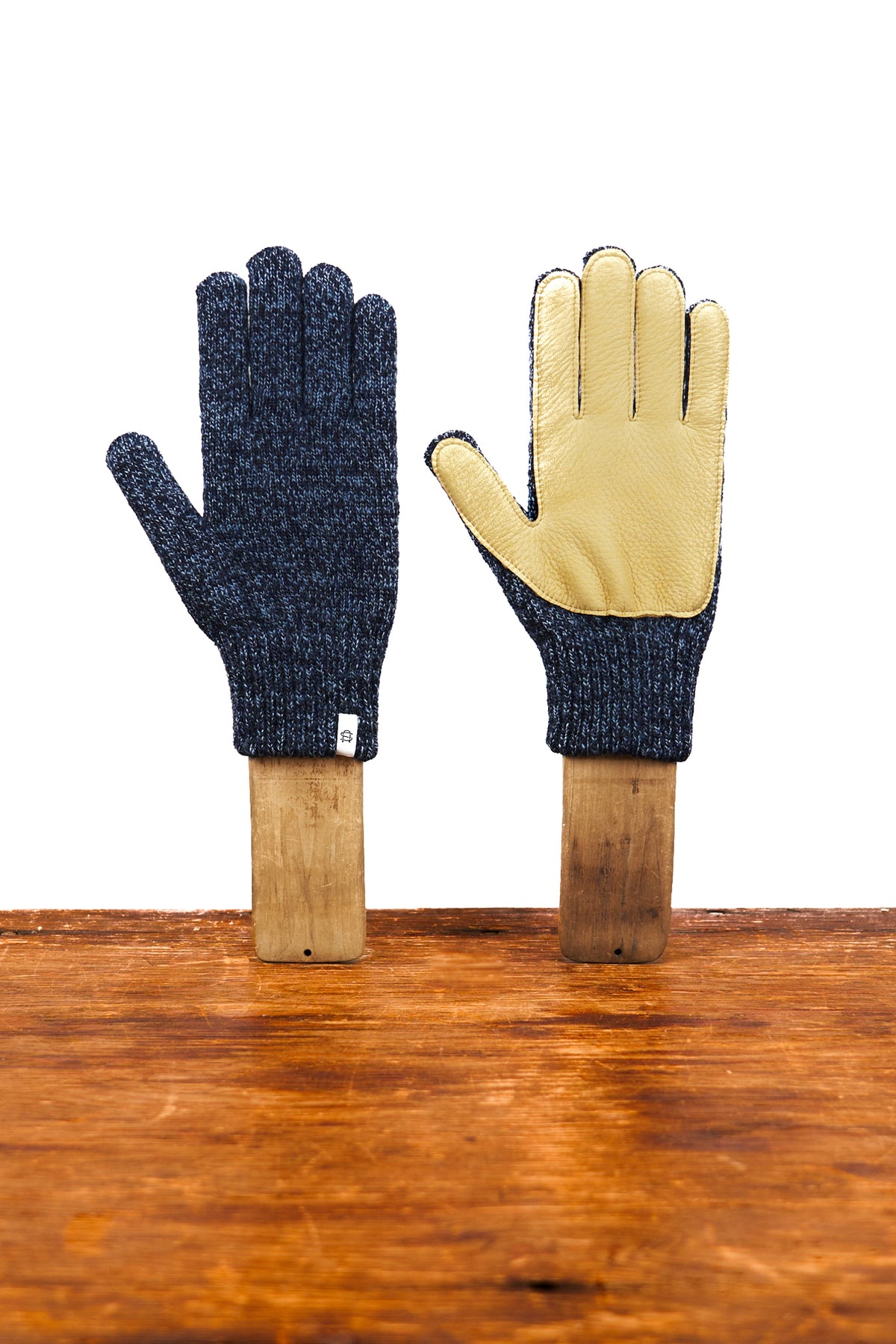 Denim Melange with Natural Deerskin Full Glove