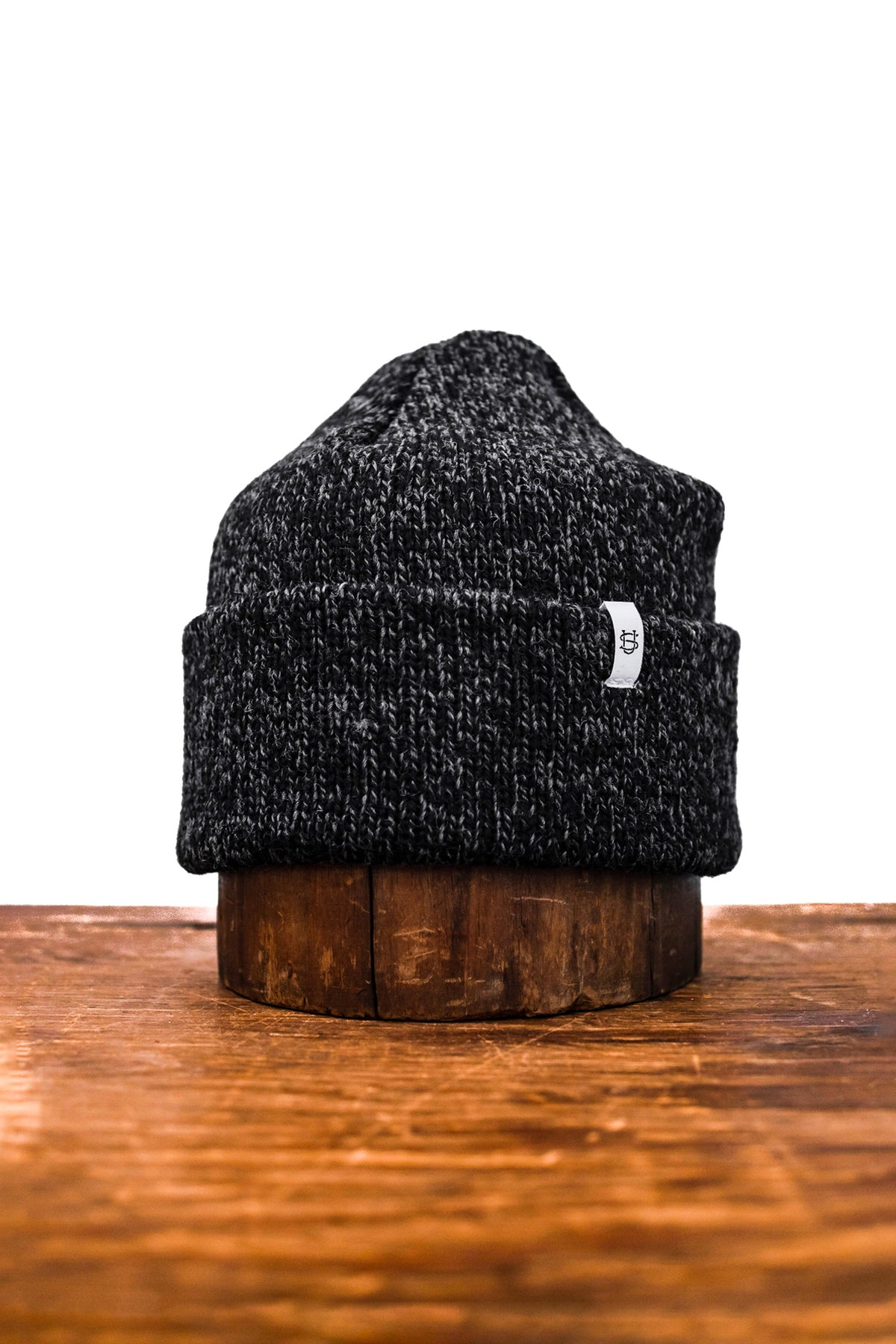 Black Melange Ragg Wool Beanie