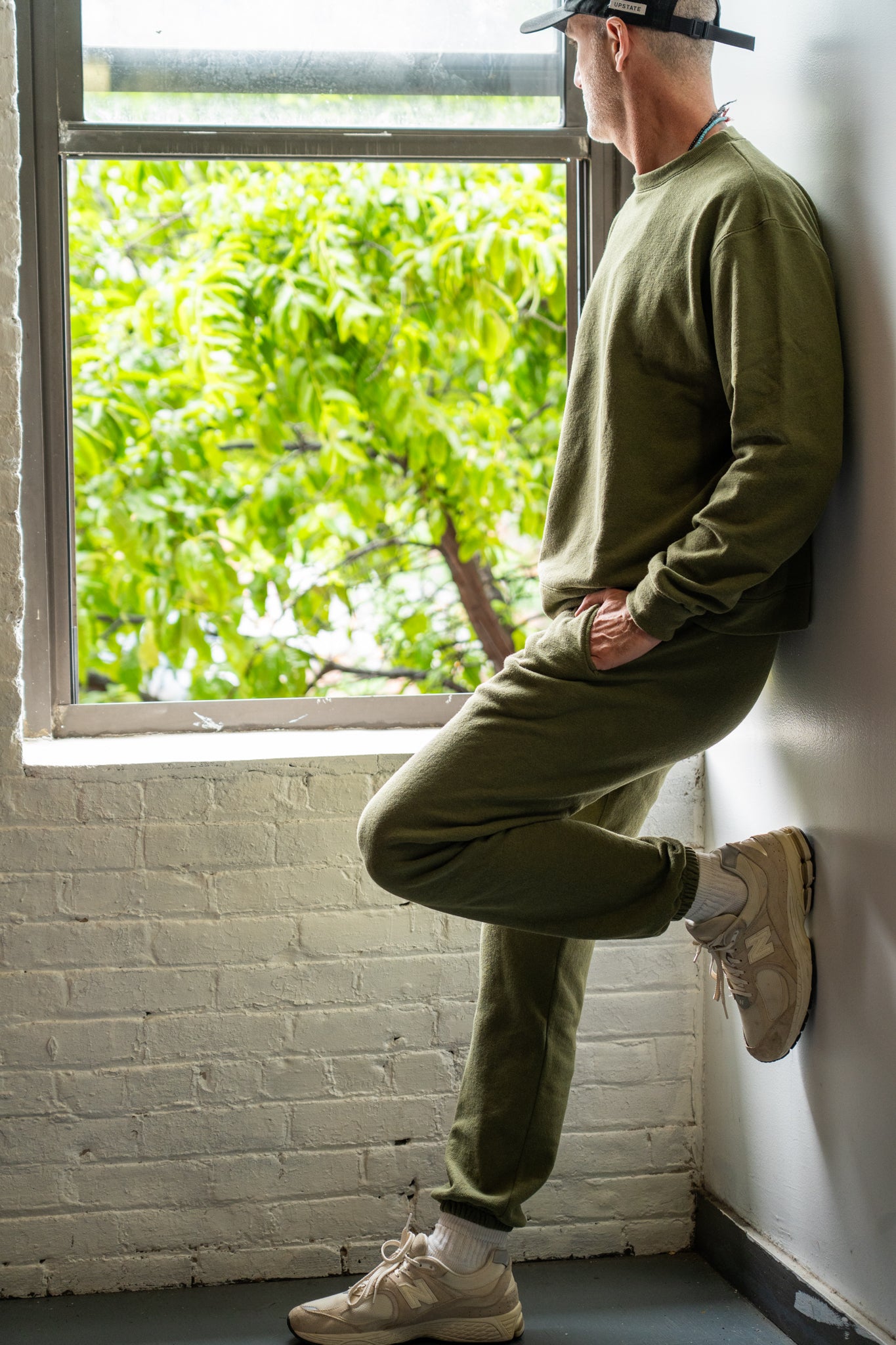 The Cragsmoor Upcycled Cotton Lightweight Terry Sweater - Thicket Green