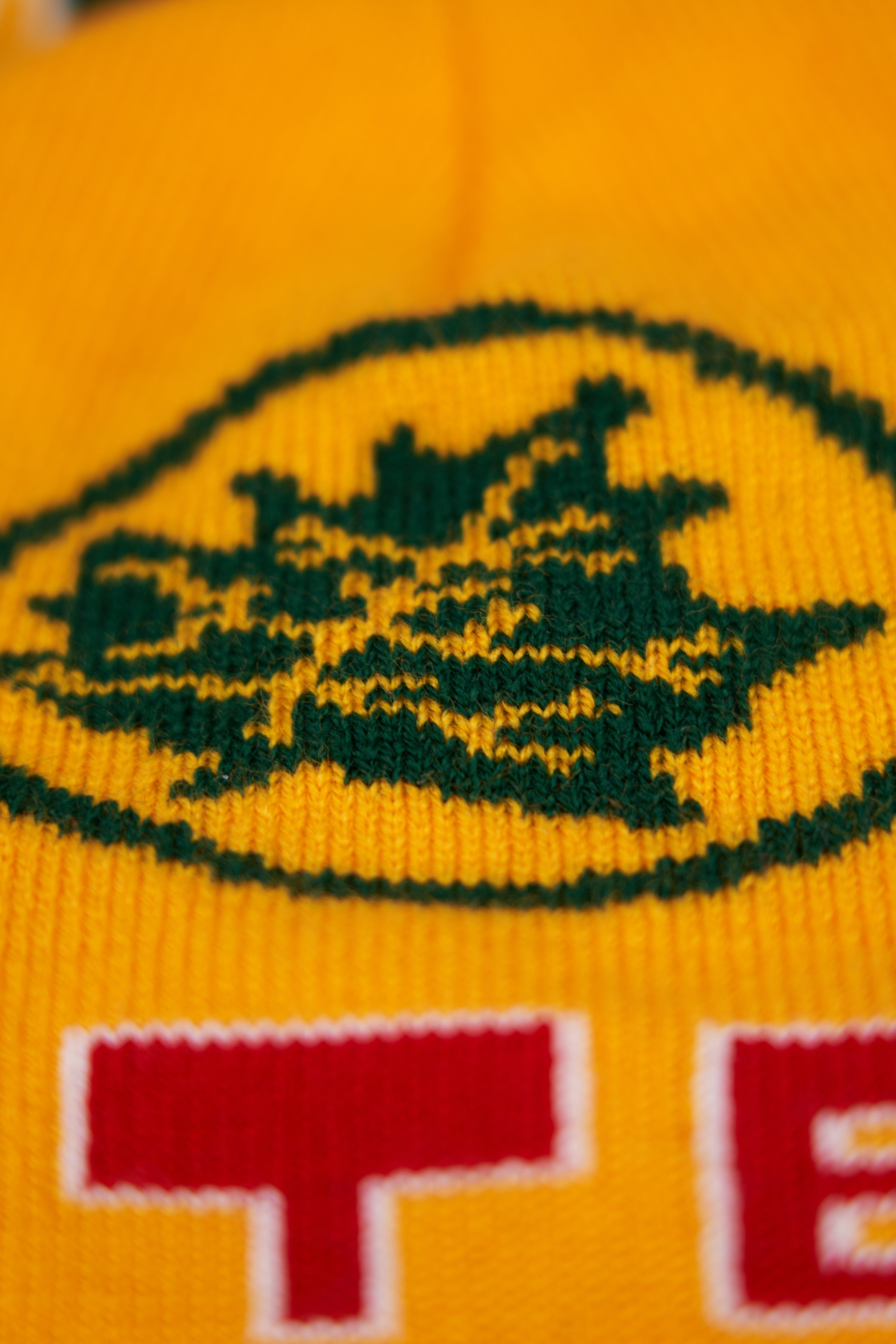 Jacquard Embroidered Beanie -  YELLOW LEAF