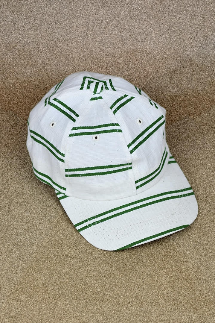 6-Panel Cap - Japanese Linen - BALLPARK GREEN STRIPE