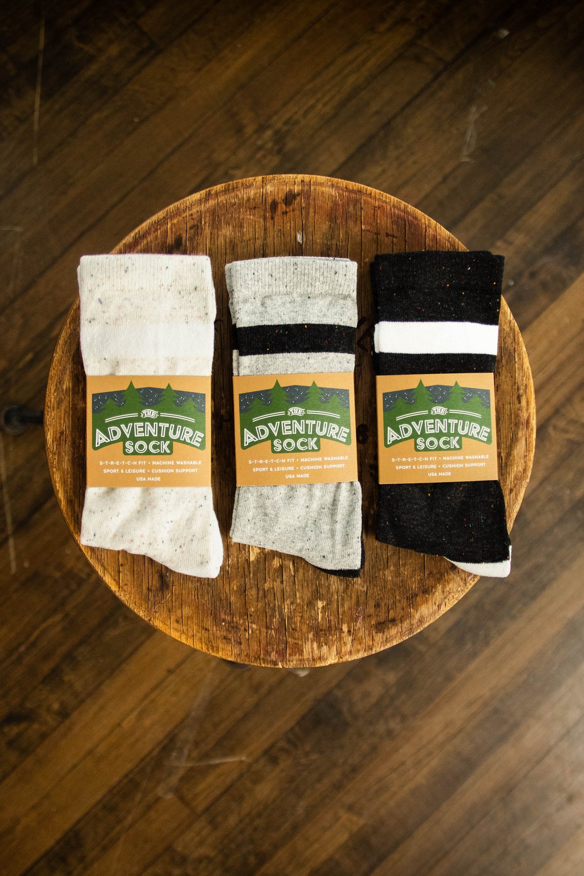 The Adventure Sock  MIX THREE PACK - Super Fine Gauge Recycled Cotton Sock