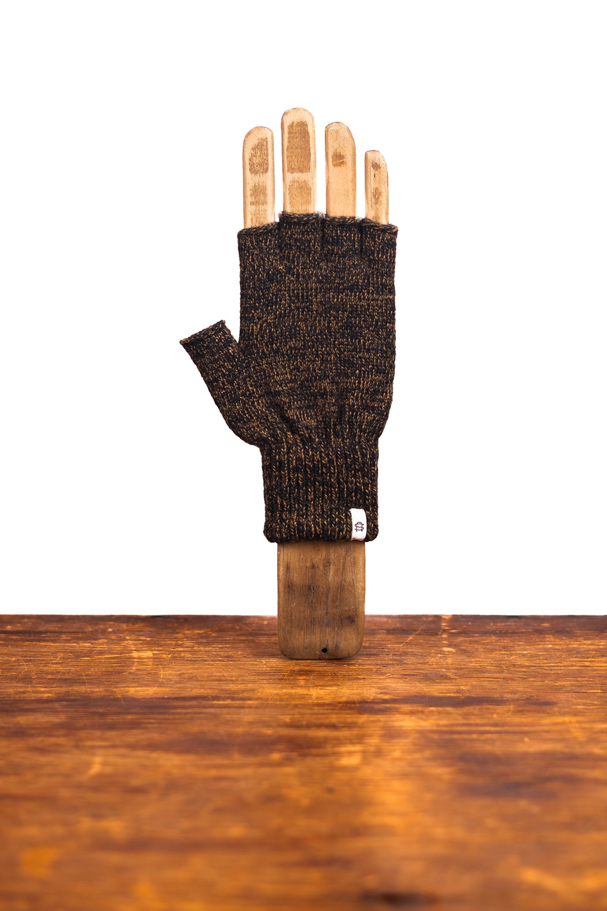 Rust Melange Fingerless Ragg Wool Gloves
