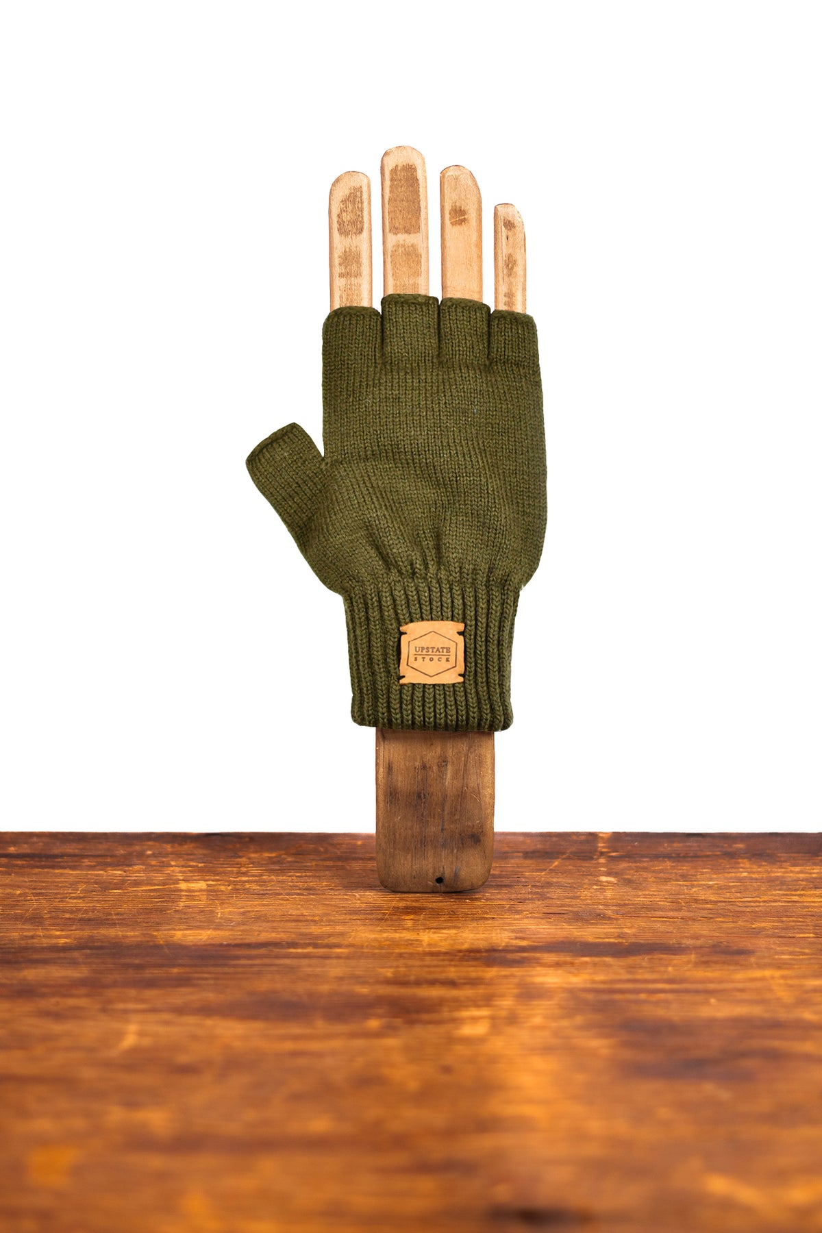Moss Merino Wool Fingerless Glove