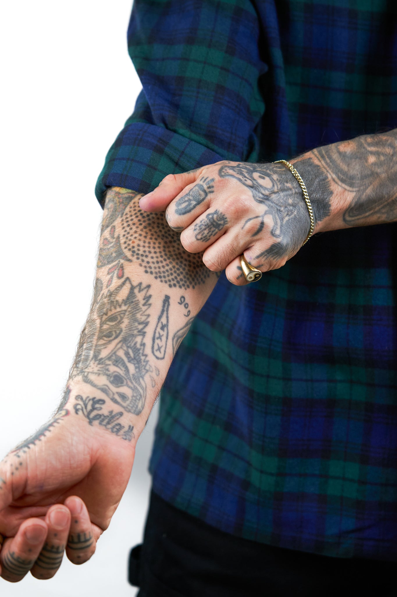 Cotton Flannel Button Down - BLACKWATCH PLAID