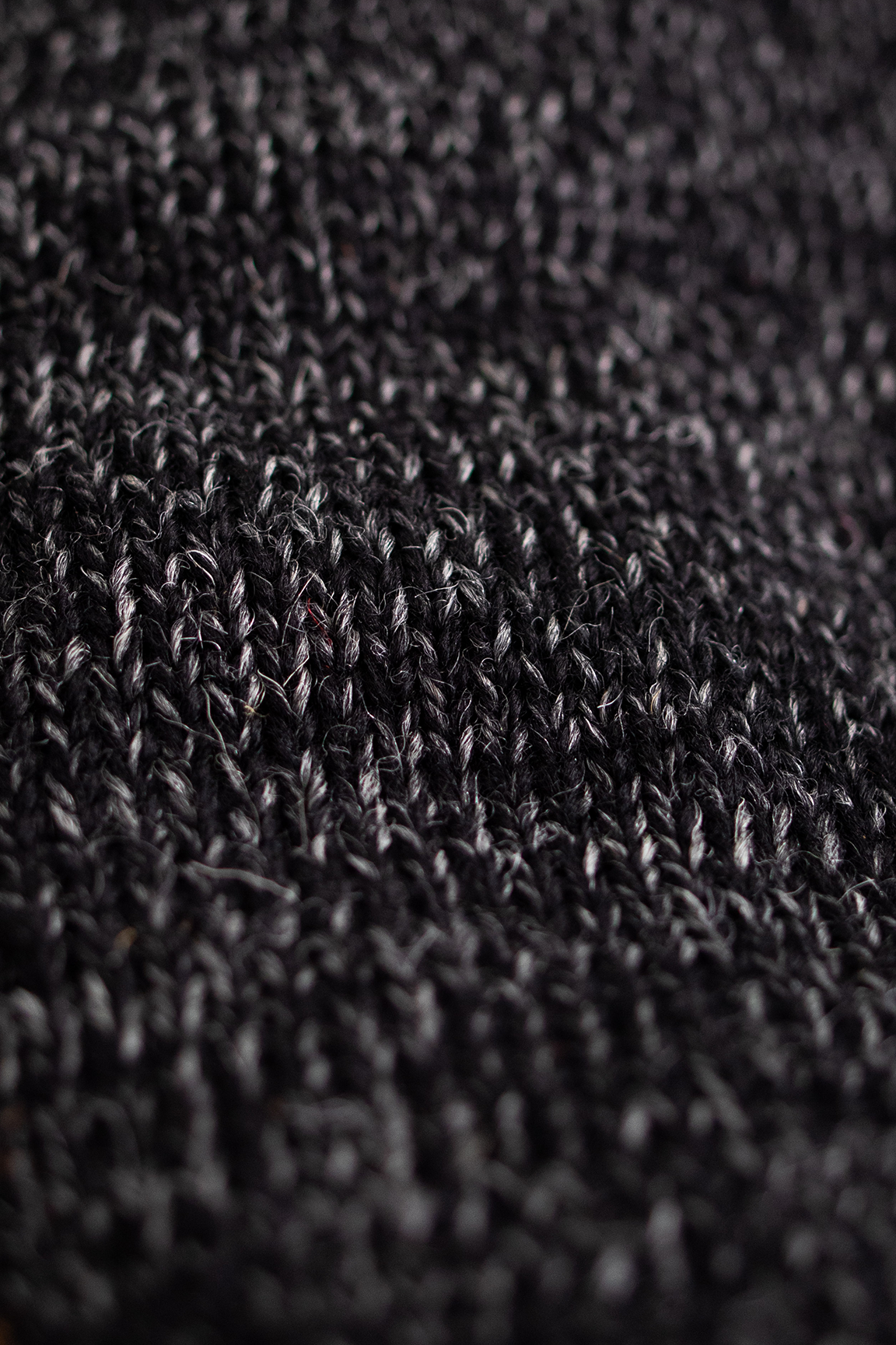 Black Melange Ragg Wool Mitten with Black Deerskin