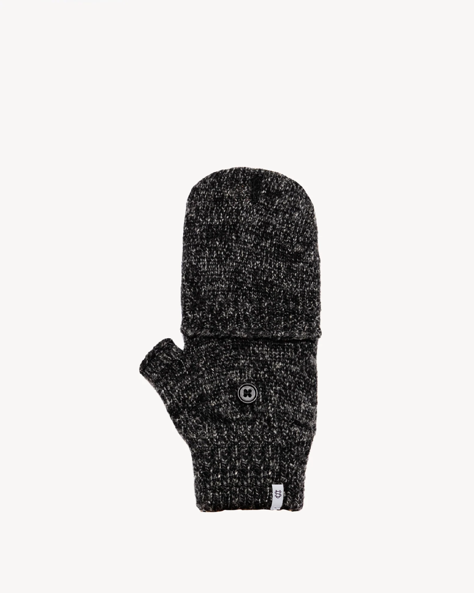 Black Melange Convertible Fingerless 'Glomitt' with Natural Deerskin
