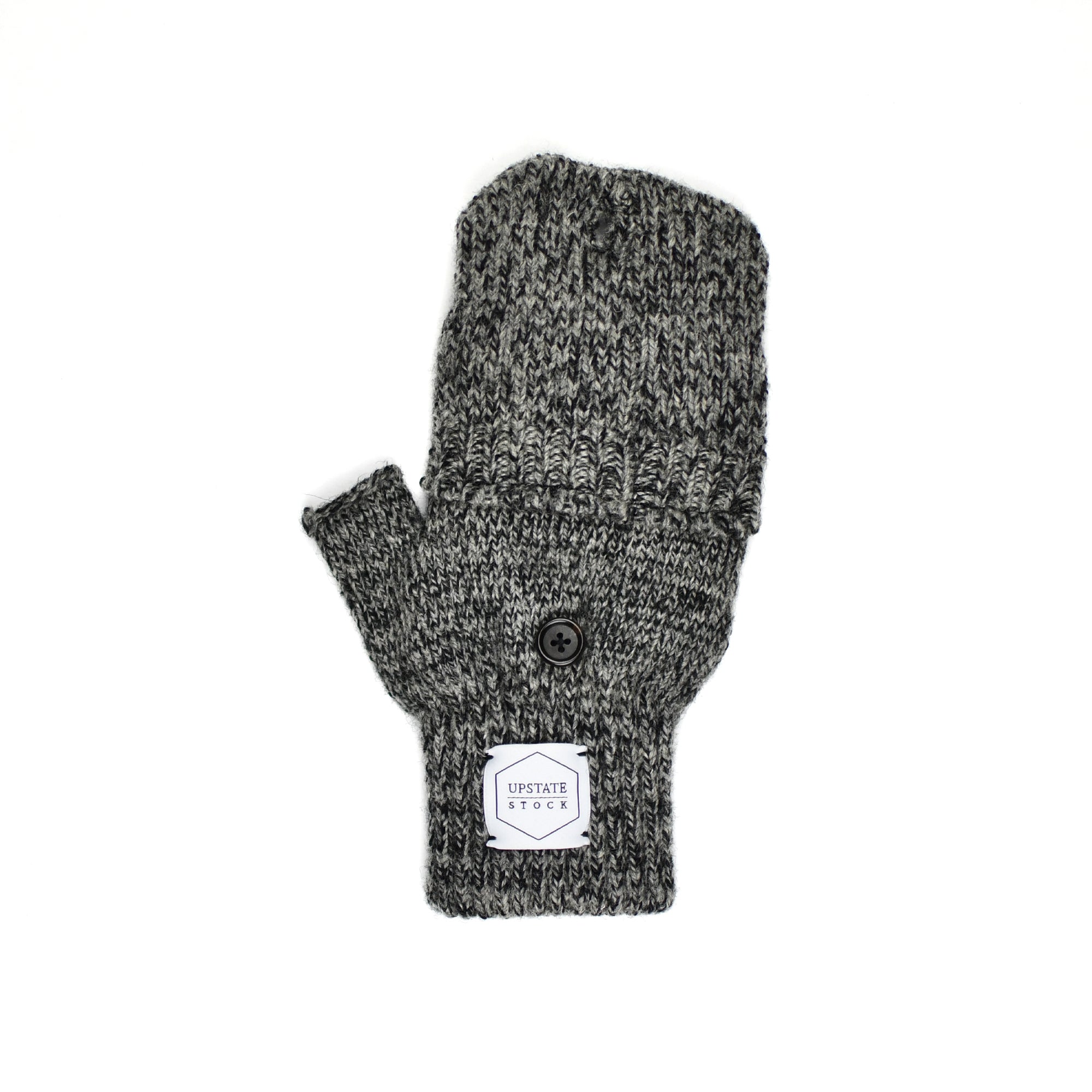 Charcoal Melange Convertible Fingerless 'Glomitt' with Natural Deerskin