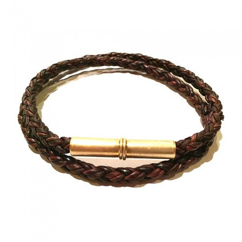 FLINT BRACELET • BRAIDED LEATHER • .22 Brass